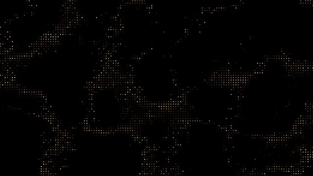 Animated abstract technology random dots and grid 4K on black background. Loop background. Led halftone and moire effect