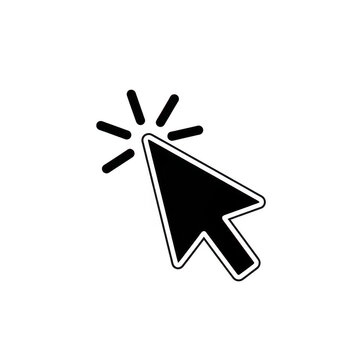 A computer mouse cursor with a clicking effect isolated on transparent background