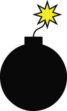 Cartoon bomb with spark, explosive device illustration. Fun, dangerous cartoon graphic for safety or warning themes.