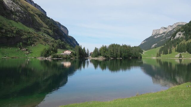 Picturesque Seealpsee Lake, Switzerland Reflecting Appenzell Alps Scenery