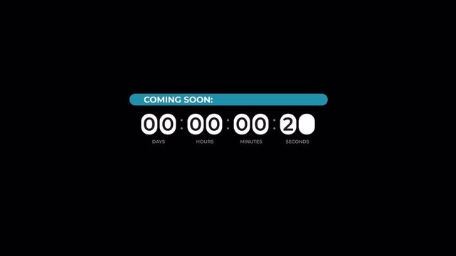 Minimalist Digital Countdown Timer for Coming Soon Launch Events.