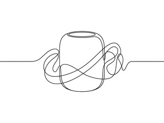 Obraz premium Minimalist single line drawing of a cylindrical object with swirling lines representing energy or thought