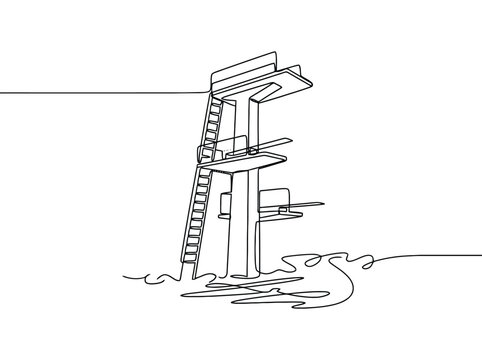 Diving board by the pool ready for a summer plunge while water splashes around the structure