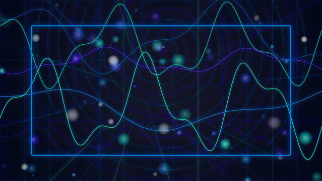 Green heartbeat line on digital stock market screen with numbers