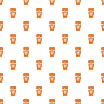 Repeating cute cartoon orange cat pattern on a white background
