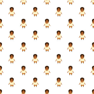 African boy cartoon characters repeating seamless pattern background