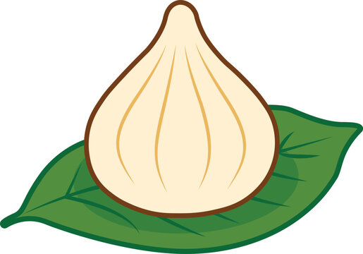 Traditional Modak Sweet on Leaf Indian Festival Food Illustration