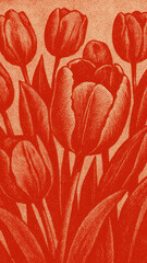 Naklejka premium Vintage red tulip mobile wallpaper