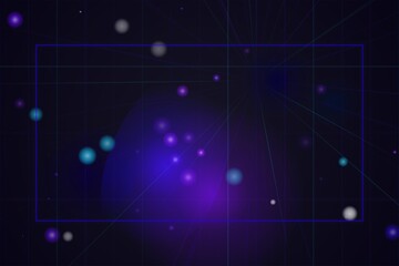 Fototapeta premium Abstract purple galaxy background with glowing bokeh lights and subtle grid lines