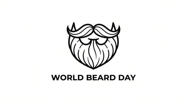 World Beard Day minimalist black white logo stylized beard mustache clean design facial hair pride celebration tradition culture grooming heritage global awareness   generative ai