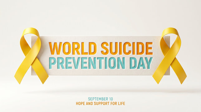 World Suicide Prevention Day banner yellow ribbons September 10 hope support for life awareness compassion mental health advocacy prevention solidarity connection   generative ai