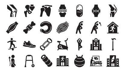 Fototapeta premium Orthopedic wellness and physical therapy icons with orthopedic, wellness