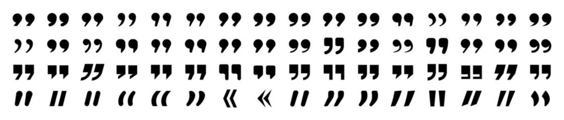 Obraz premium Collection of various quotation marks and punctuation symbols in black
