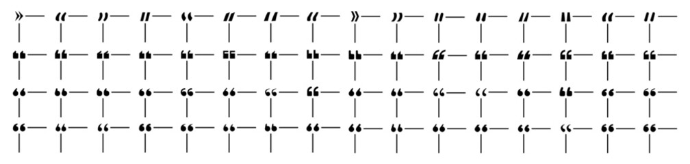 Obraz premium Collection of quotation marks and punctuation symbols in a grid layout