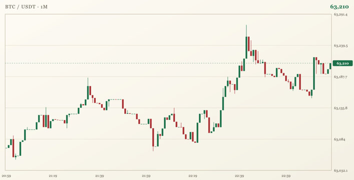 Bitcoin price chart on a cryptocurrency exchange platform showing market volatility and trading trends