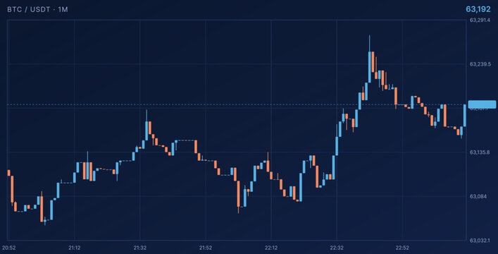 Bitcoin price chart on cryptocurrency exchange platform showing market volatility and trading trends