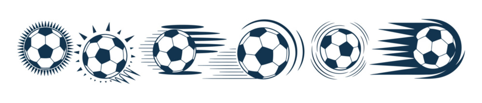 Soccer ball bounce motion line set, hand drawn football movement trails with dynamic action effects for sports animation, game design