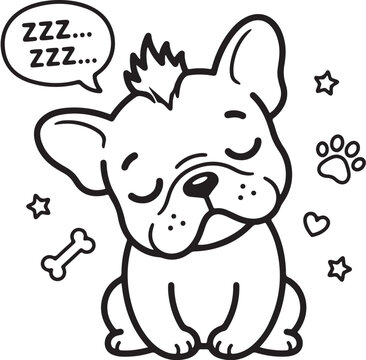 Sleepy cartoon french bulldog zoning out