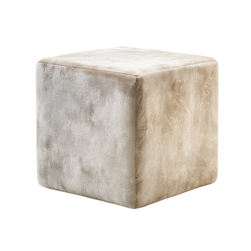 Modern beige tufted cube-shaped ottoman for contemporary interior design and cozy seating