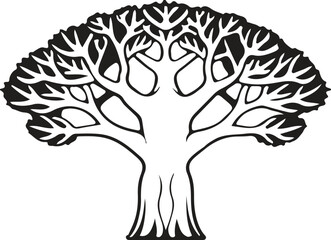 Fototapeta premium Black and white stylized tree icon vector illustration