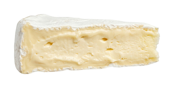Fresh brie cheese png Creamy brie cheese cutout Soft brie cheese isolated Delicious cheese wedge png Gourmet brie cheese cutout White mold isolated transparent background image