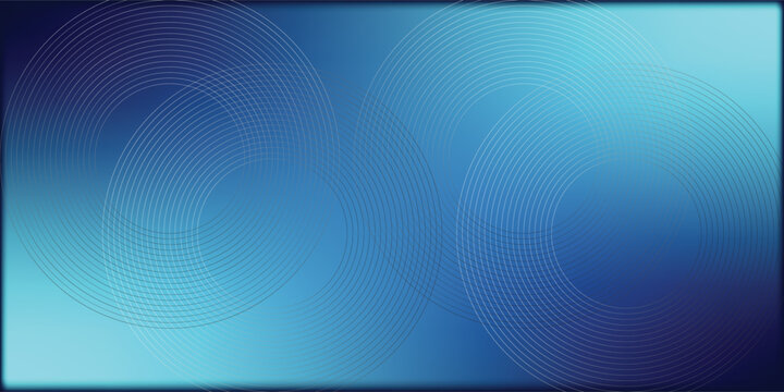 Latar belakang abstrak garis lingkaran biru tua. Garis geometris lingkaran biru mengkilap dengan konsep teknologi masa depan. Ilustrasi vektor