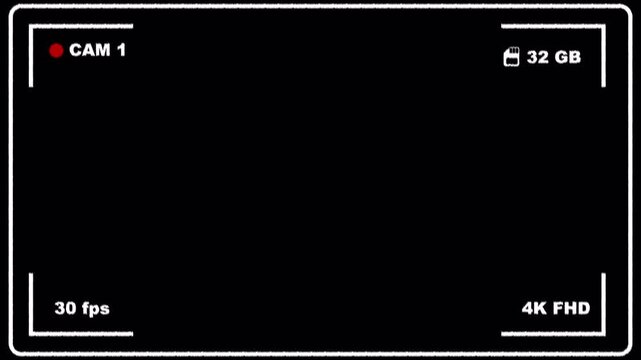 VHS capture video screen recorder overlay. Alpha Channel on Transparent Background, Overlay camera white