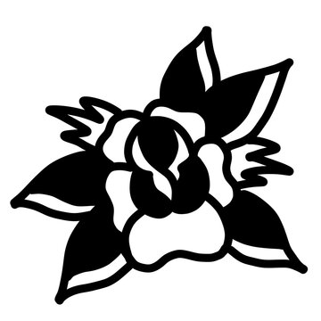 Dark gothic rose line art tattoo vector design