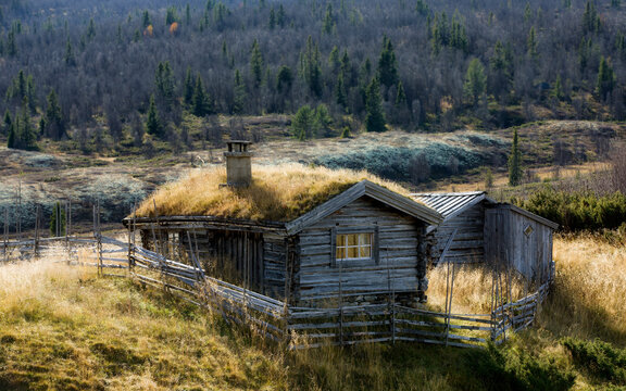 Old Agricultural Buildings at Trollhovd, near Vaset, in Vestre Slidre Municipality, Norway