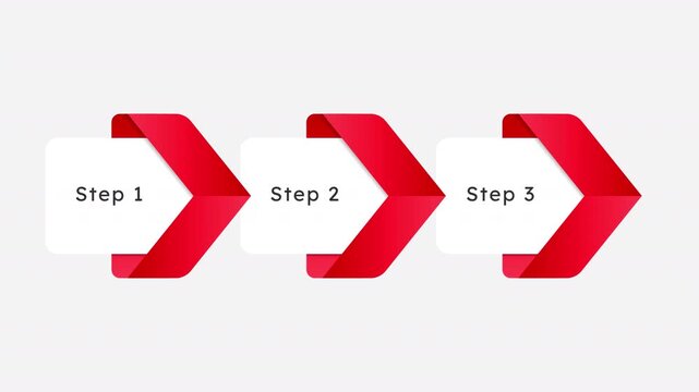 Emergency actions guide red ribbon empty infographic template animation. Information for company employees. Animated diagram blank design with 3 steps. Info graphic with options. HD video