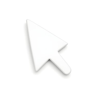 A white computer mouse pointer icon on a plain white background
