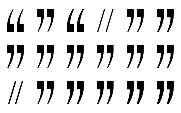 Various Quotation Mark Symbols Displayed in Different Styles and Sizes for Design Projects