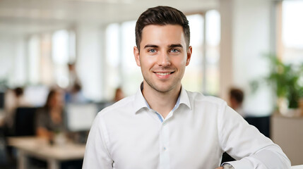 Fototapeta premium Portrait of a Professional Young Businessman in a Modern Office