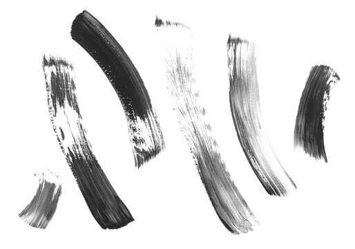 Set abstract painted watercolor brush strokes, grunge lines isolated on white background, design element