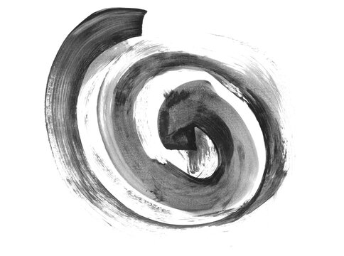 spiral abstract painted watercolor brush strokes, grunge lines isolated on white background, design element