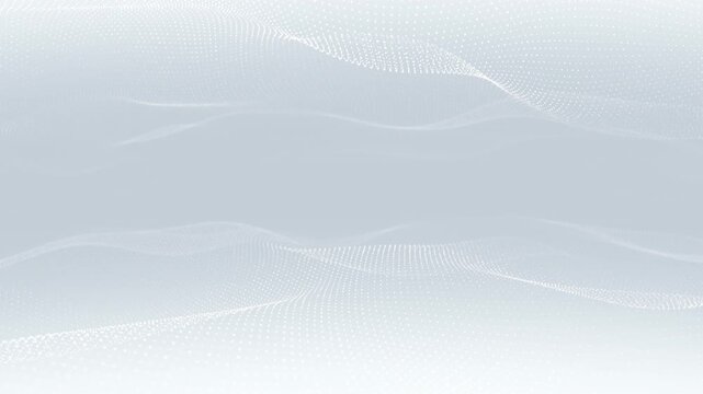 Abstract white particle wave background. Minimal flowing dots landscape with soft monochrome motion and smooth digital mesh surface. Seamless 4K 60fps loop.