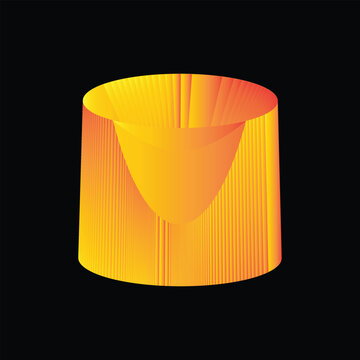 Abstract 3d geometric shape with gradient orange and yellow colors