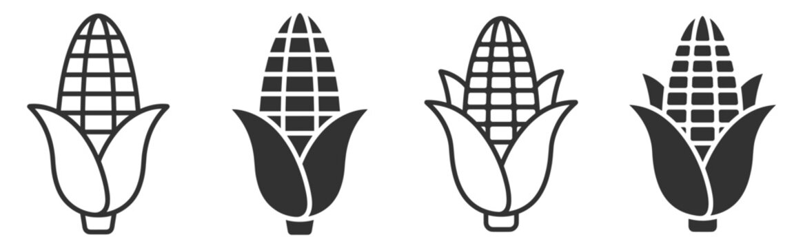 corn icon set vector illustration on transparent background