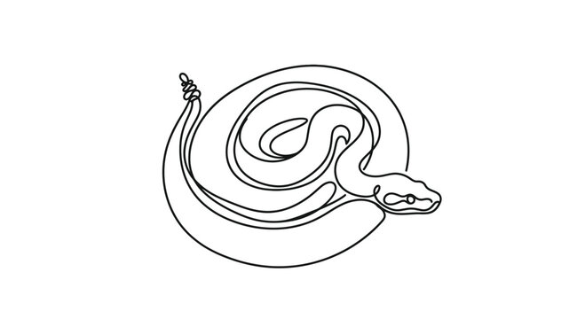 Continuous line art of a coiled rattlesnake.