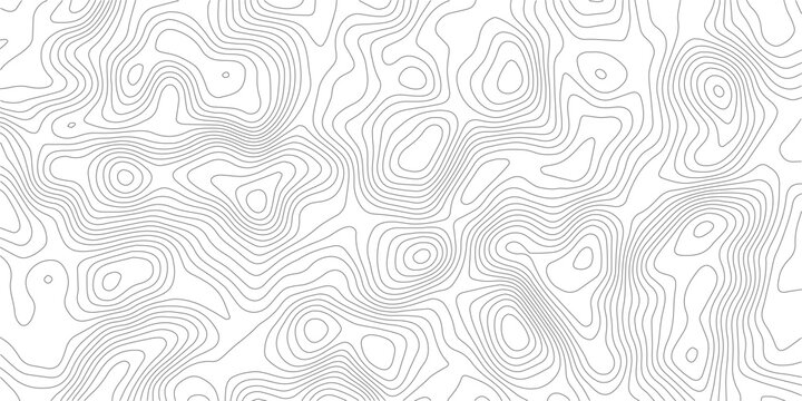 Geography landscape Topo contour map on white background, Topographic contour lines. Seamless pattern with lines Topographic map. Geographic mountain relief diagram line wave carve pattern. 