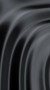 Abstract reflective ripples and dark liquid waves flowing across a black satin-like surface, 3D render seamless Vertical video.