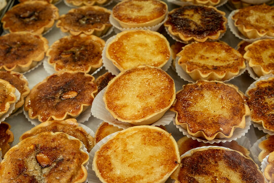Traditional Portuguese custard tarts fresh from the oven