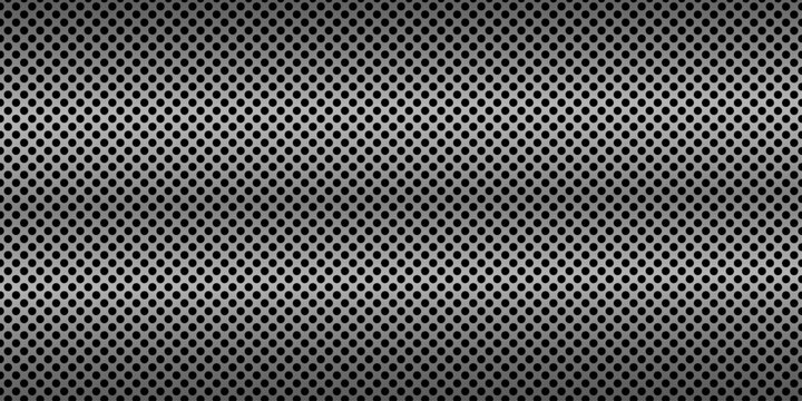 Dark metallic carbon perforated metal grille texture banner