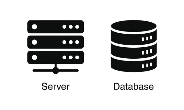 Cloud Server Infrastructure and Database Storage Symbols for Backend Development