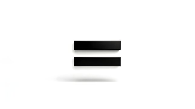 Equal sign rendered in black sits centered on a clean white background.
