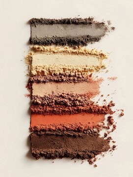 Eyeshadow palette displays varied textures.