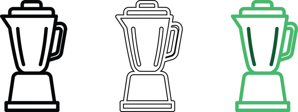 Blender kitchen mixer icon in black outline and green solid color for smart home device concept.