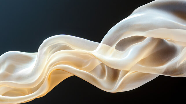 Flowing piece of sheer fabric creates elegant and soft visual effect, showcasing delicate curves and smooth textures