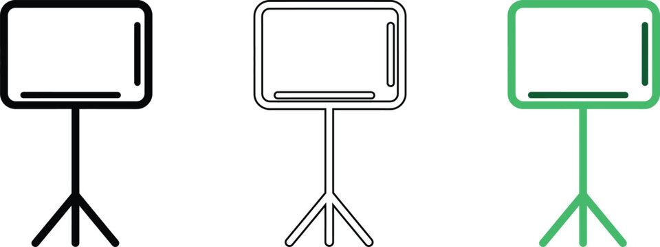 Presentation screen icon in outline, flat, and line style for web or application.