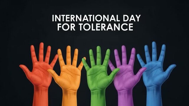 International day for tolerance concept with colorful hands